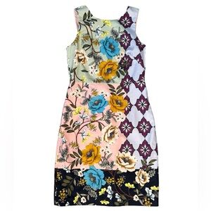 ANTHROPOLOGIE MAEVE Women's Floral Geometric Print DRESS Cotton Stretch Size 12